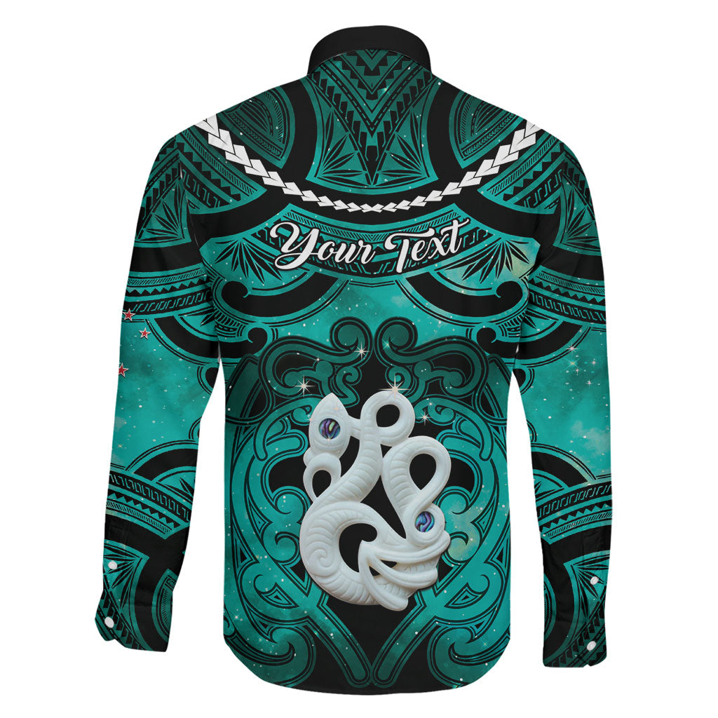 Personalised Maori Matariki Manaia Turquoise Family Matching Tank Maxi Dress and Hawaiian Shirt Maori Kowhaiwhai Pattern Galaxy LT01 - Polynesian Pride