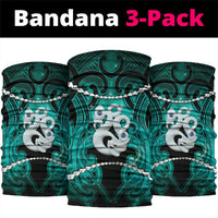 Maori Matariki Manaia Turquoise Neck Gaiter Maori Kowhaiwhai Pattern Galaxy