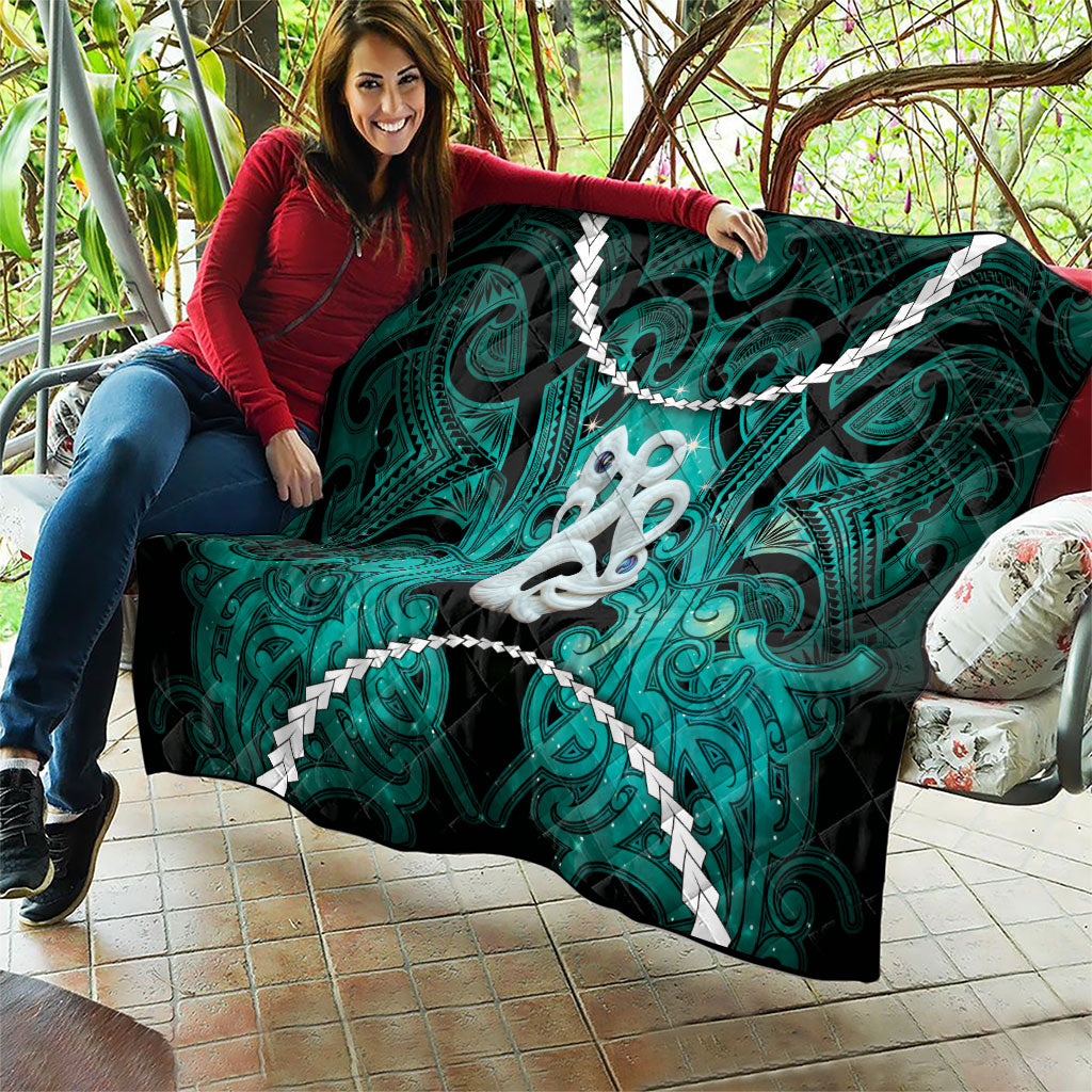 Maori Matariki Manaia Turquoise Quilt Maori Kowhaiwhai Pattern Galaxy