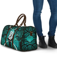 Maori Matariki Manaia Turquoise Travel Bag Maori Kowhaiwhai Pattern Galaxy