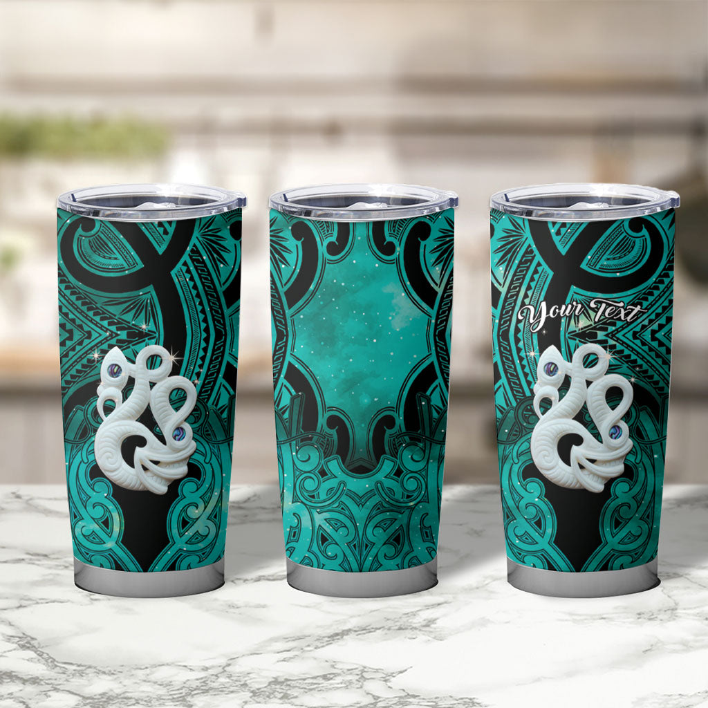 Personalised Maori Matariki Manaia Turquoise Tumbler Cup Maori Kowhaiwhai Pattern Galaxy