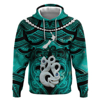 Personalised Maori Matariki Manaia Turquoise Zip Hoodie Maori Kowhaiwhai Pattern Galaxy