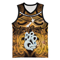 Personalised Maori Matariki Manaia Kowhai Basketball Jersey Maori Kowhaiwhai Pattern Galaxy