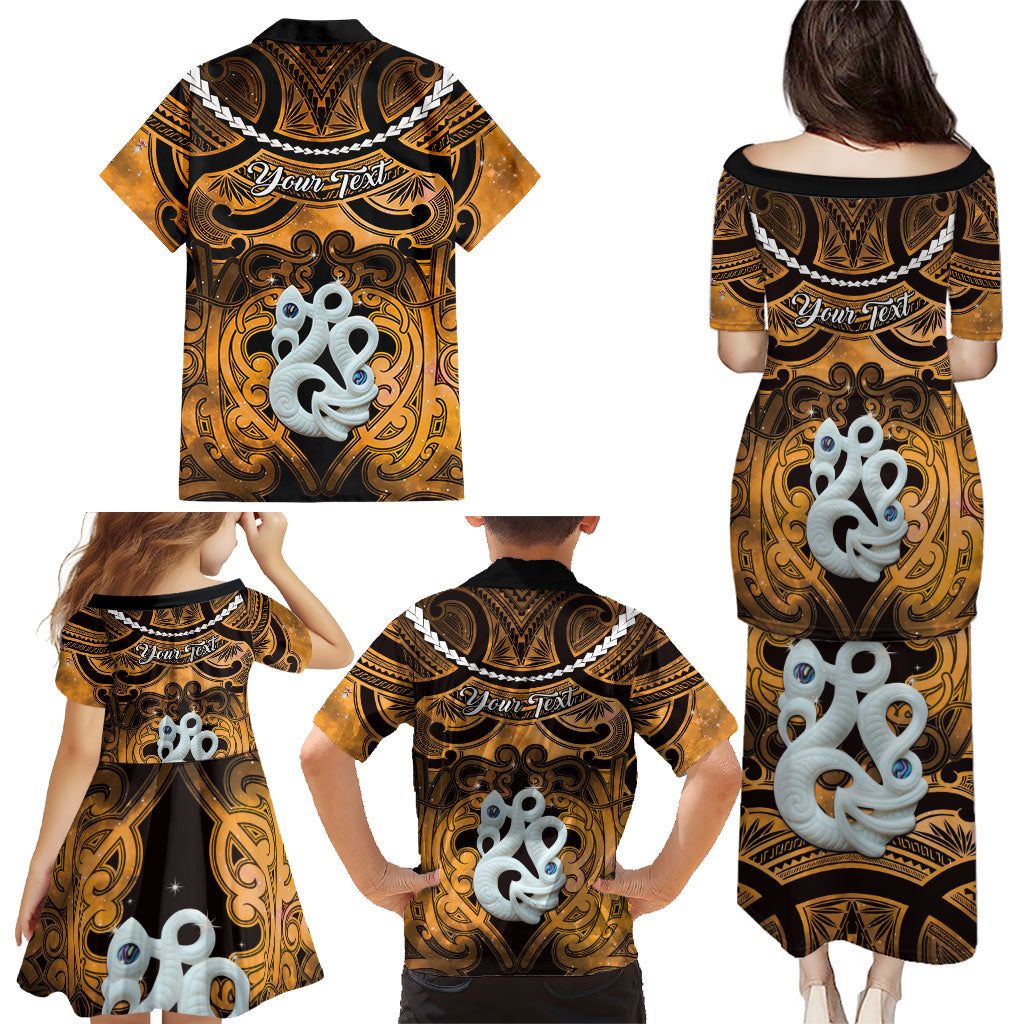 Personalised Maori Matariki Manaia Kowhai Family Matching Puletasi and Hawaiian Shirt Maori Kowhaiwhai Pattern Galaxy LT01 - Polynesian Pride