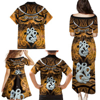 Personalised Maori Matariki Manaia Kowhai Family Matching Puletasi and Hawaiian Shirt Maori Kowhaiwhai Pattern Galaxy LT01 - Polynesian Pride