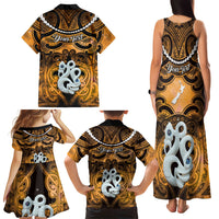 Personalised Maori Matariki Manaia Kowhai Family Matching Tank Maxi Dress and Hawaiian Shirt Maori Kowhaiwhai Pattern Galaxy LT01 - Polynesian Pride