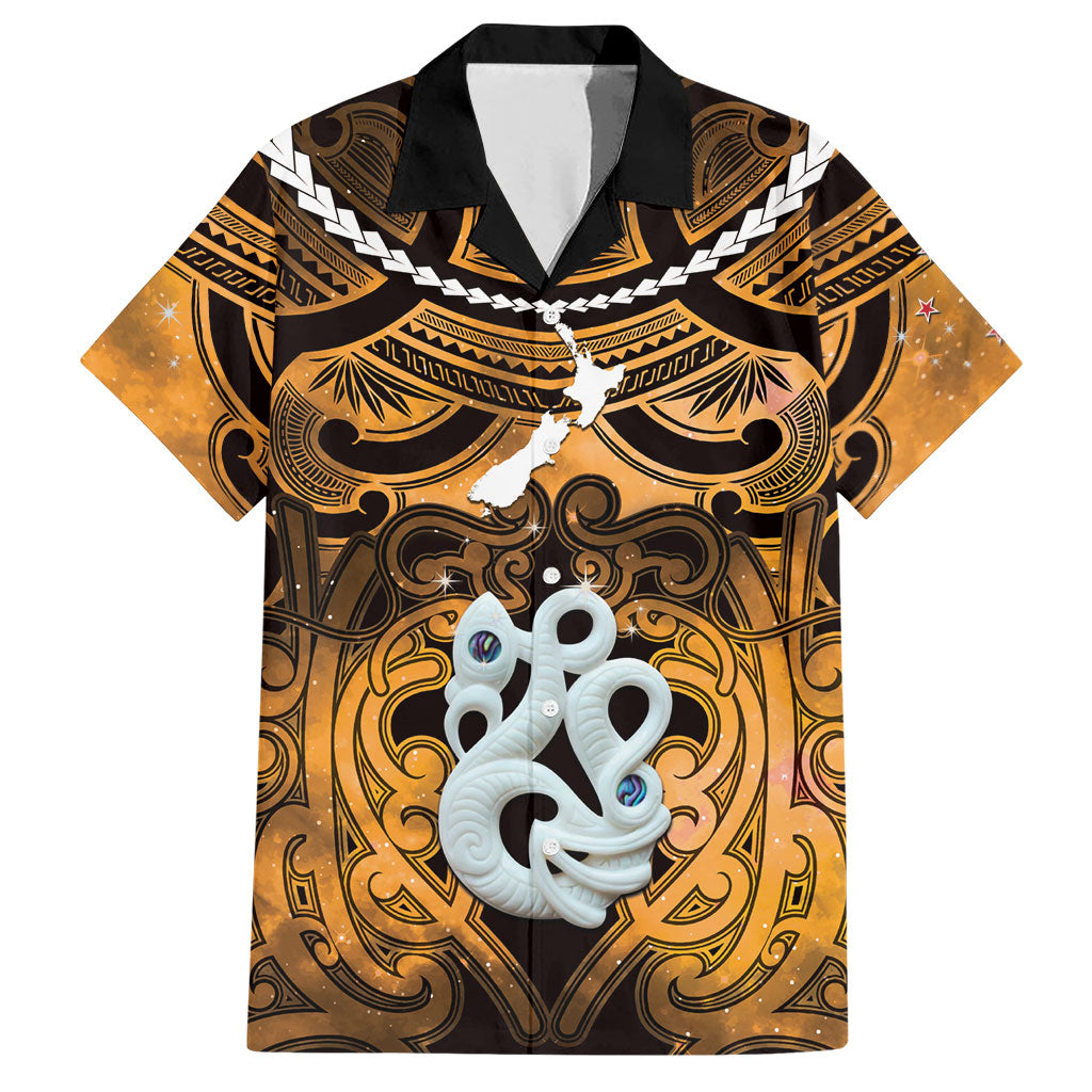 Personalised Maori Matariki Manaia Kowhai Hawaiian Shirt Maori Kowhaiwhai Pattern Galaxy LT01 Yellow - Polynesian Pride