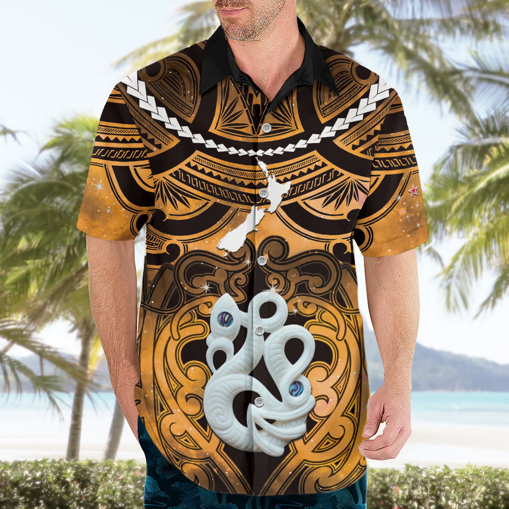Personalised Maori Matariki Manaia Kowhai Hawaiian Shirt Maori Kowhaiwhai Pattern Galaxy LT01 - Polynesian Pride