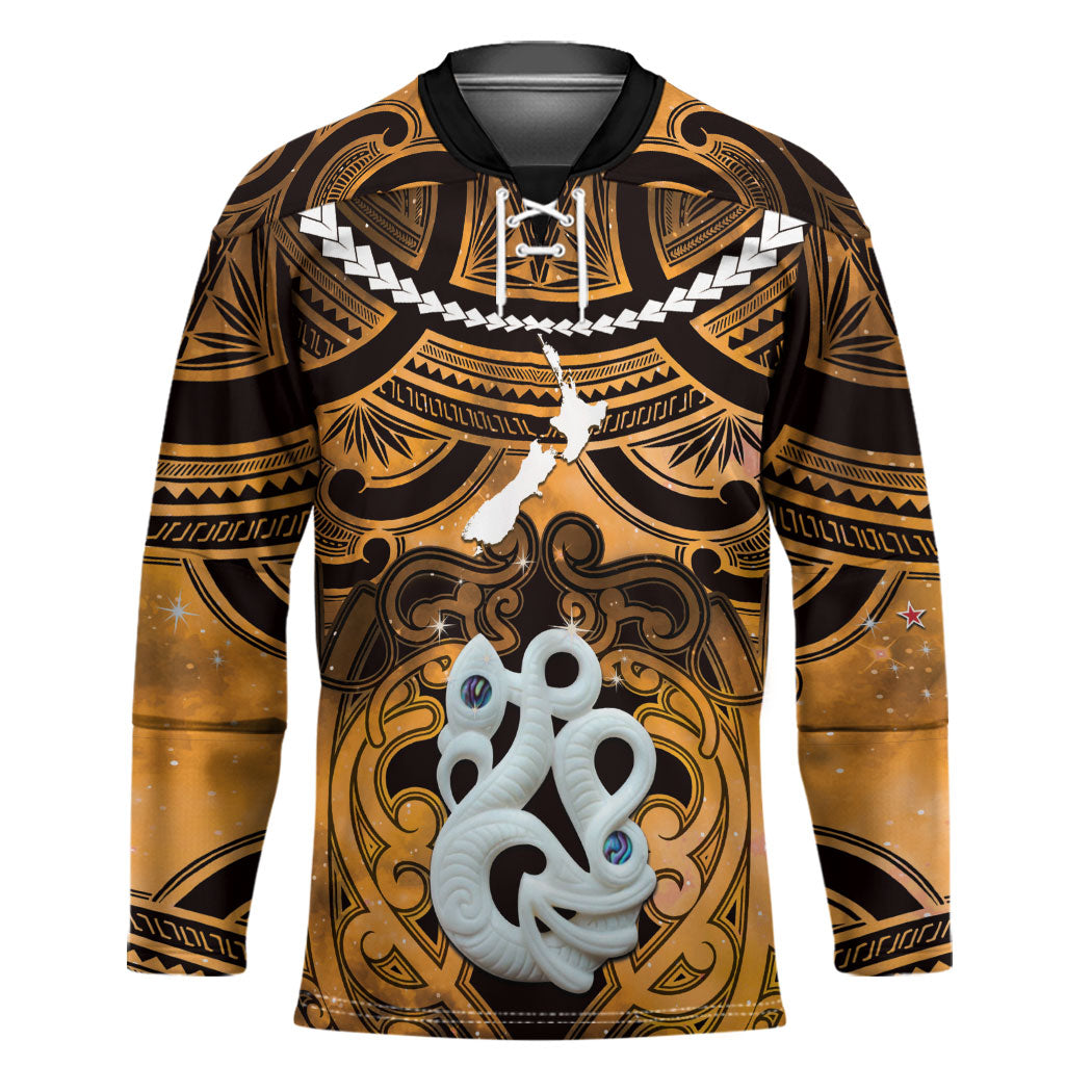 Personalised Maori Matariki Manaia Kowhai Hockey Jersey Maori Kowhaiwhai Pattern Galaxy