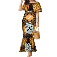 Personalised Maori Matariki Manaia Kowhai Mermaid Dress Maori Kowhaiwhai Pattern Galaxy
