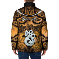 Personalised Maori Matariki Manaia Kowhai Padded Jacket Maori Kowhaiwhai Pattern Galaxy