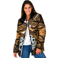 Personalised Maori Matariki Manaia Kowhai Padded Jacket Maori Kowhaiwhai Pattern Galaxy