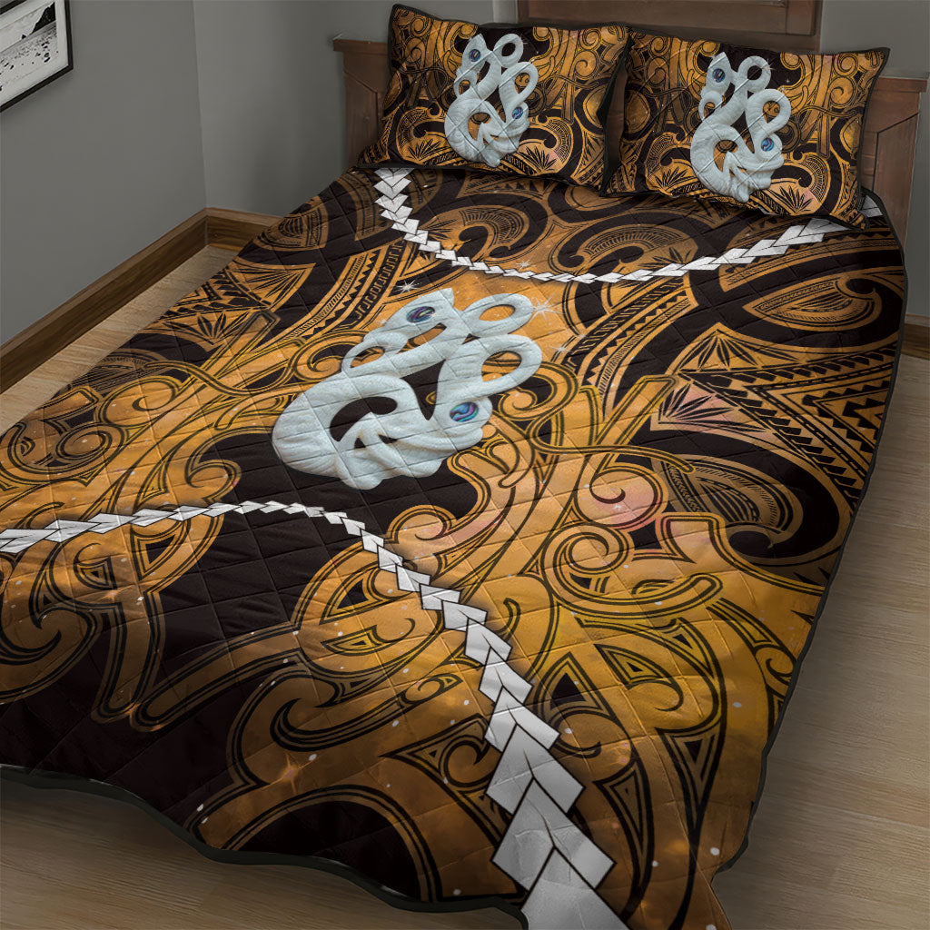 Maori Matariki Manaia Kowhai Quilt Bed Set Maori Kowhaiwhai Pattern Galaxy