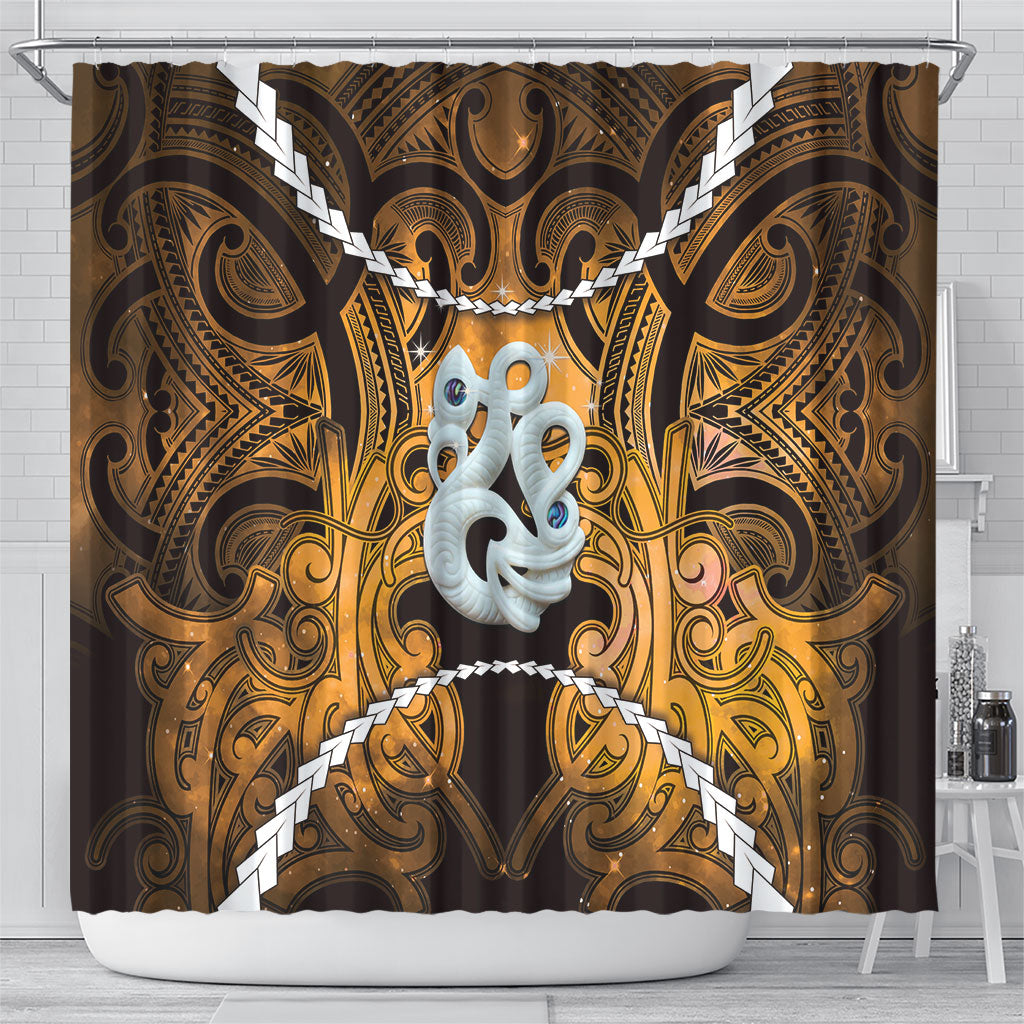Maori Matariki Manaia Kowhai Shower Curtain Maori Kowhaiwhai Pattern Galaxy