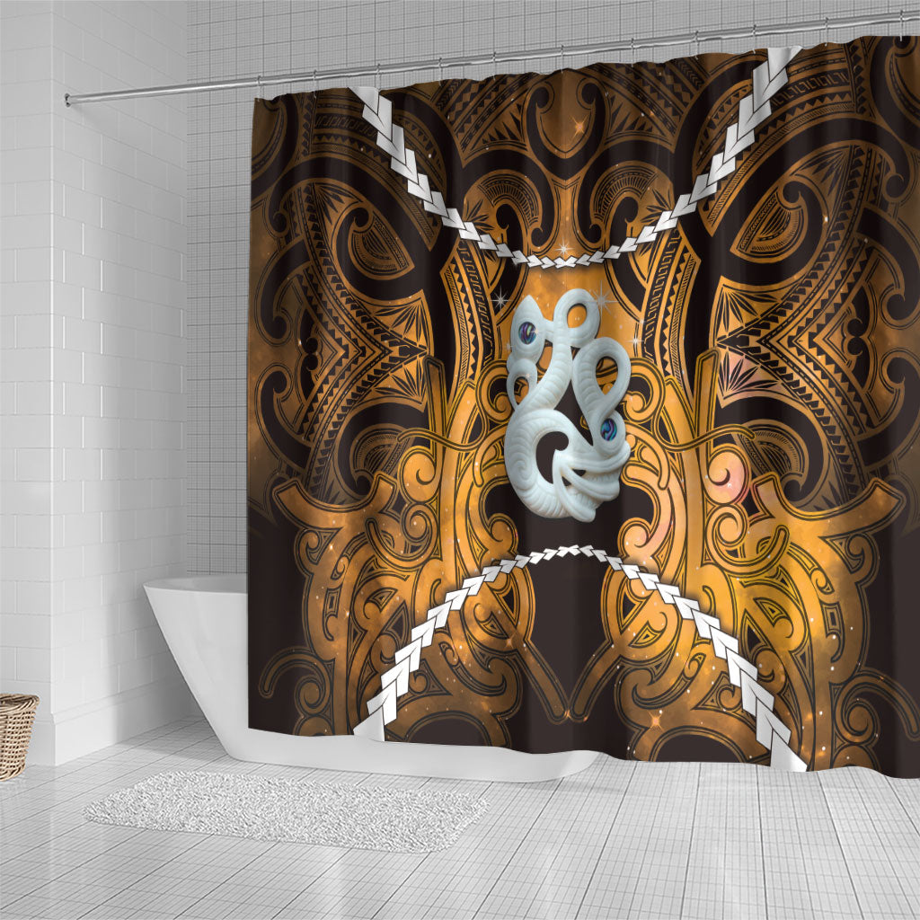 Maori Matariki Manaia Kowhai Shower Curtain Maori Kowhaiwhai Pattern Galaxy