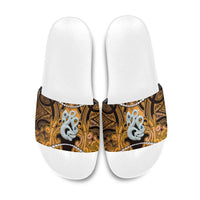 Maori Matariki Manaia Kowhai Slide Sandals Maori Kowhaiwhai Pattern Galaxy