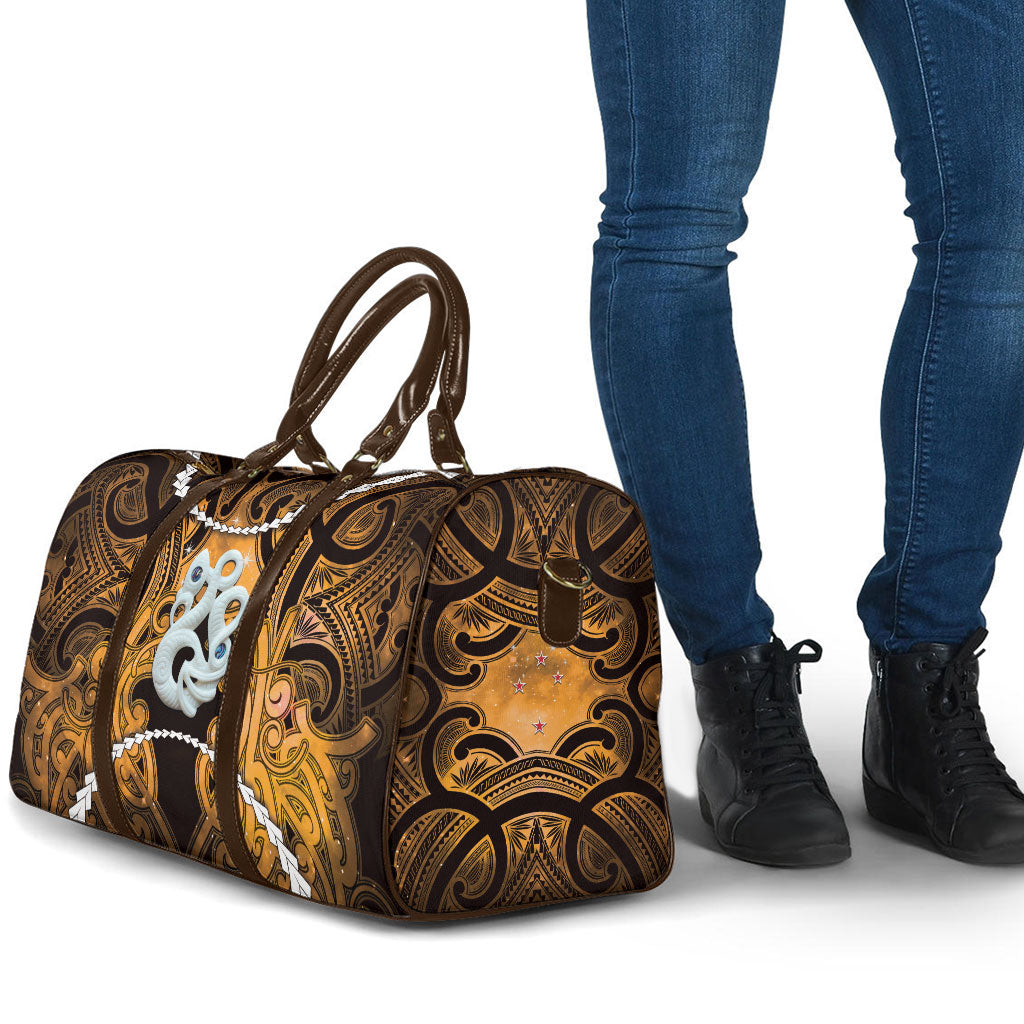 Maori Matariki Manaia Kowhai Travel Bag Maori Kowhaiwhai Pattern Galaxy