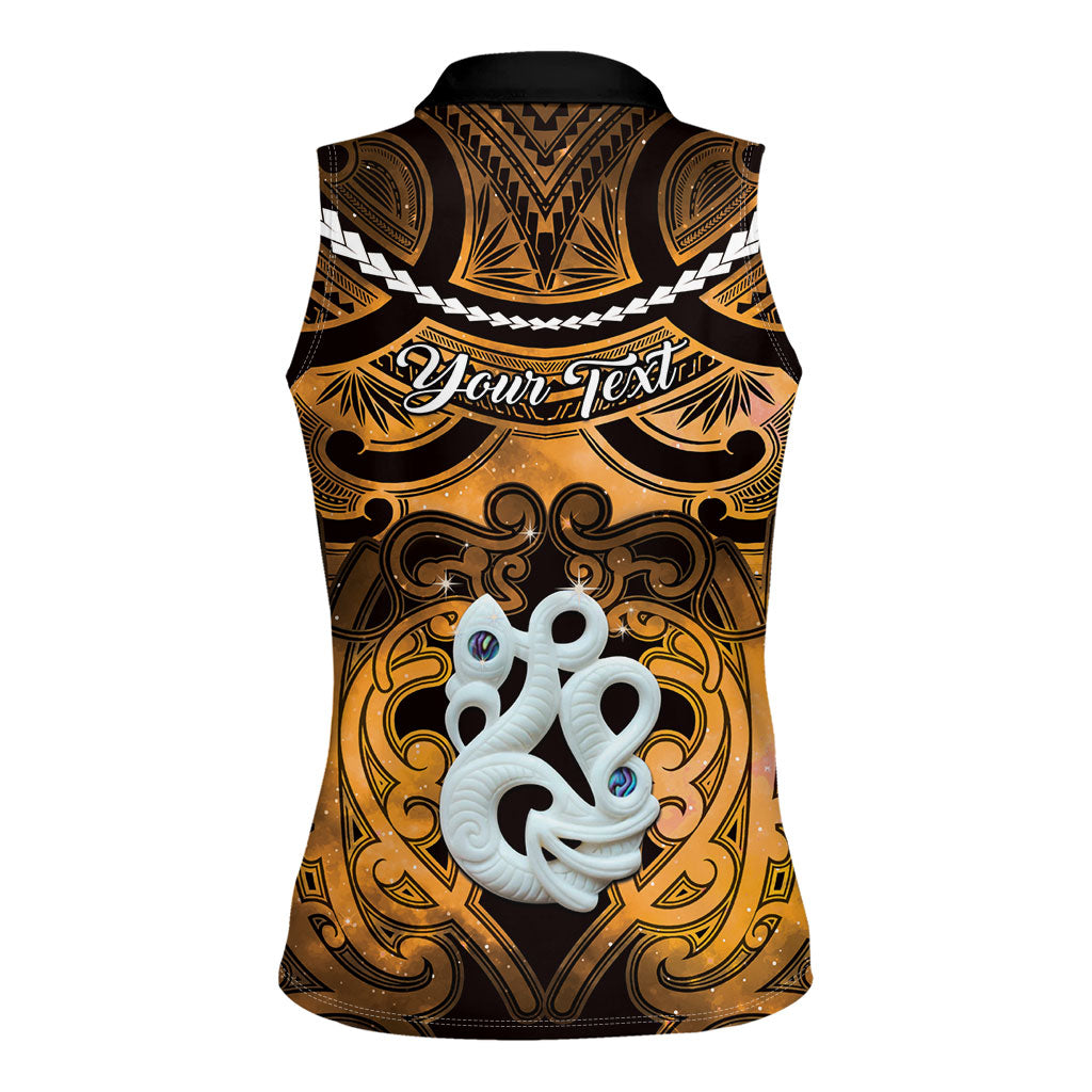 Personalised Maori Matariki Manaia Kowhai Women Sleeveless Polo Shirt Maori Kowhaiwhai Pattern Galaxy LT01 - Polynesian Pride