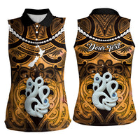 Personalised Maori Matariki Manaia Kowhai Women Sleeveless Polo Shirt Maori Kowhaiwhai Pattern Galaxy LT01 - Polynesian Pride