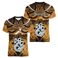 Personalised Maori Matariki Manaia Kowhai Women V-Neck T-Shirt Maori Kowhaiwhai Pattern Galaxy LT01 - Polynesian Pride