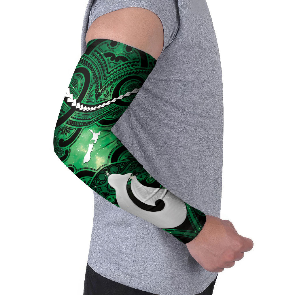 Personalised Maori Matariki Hei Matau Kakariki Arm Sleeves Maori Kowhaiwhai Pattern Galaxy