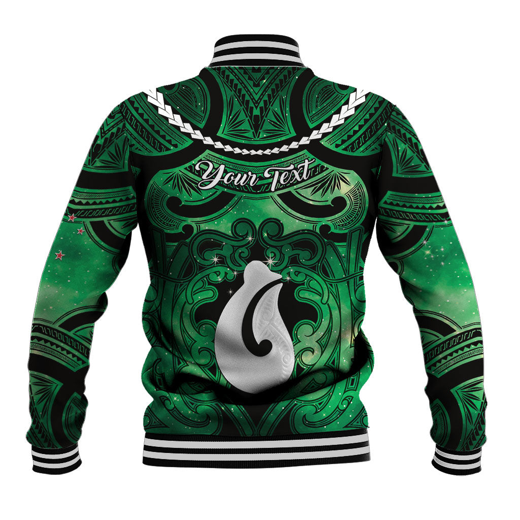 Personalised Maori Matariki Hei Matau Kakariki Baseball Jacket Maori Kowhaiwhai Pattern Galaxy