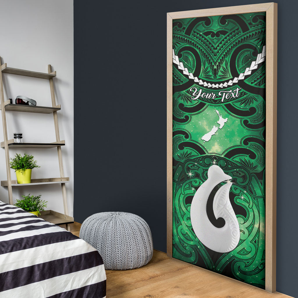 Personalised Maori Matariki Hei Matau Kakariki Door Cover Maori Kowhaiwhai Pattern Galaxy