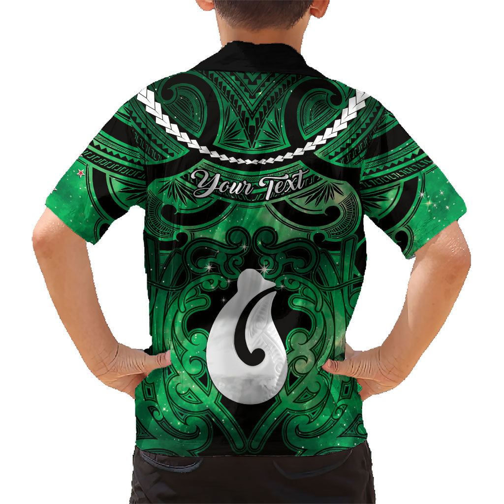 Personalised Maori Matariki Hei Matau Kakariki Family Matching Long Sleeve Bodycon Dress and Hawaiian Shirt Maori Kowhaiwhai Pattern Galaxy LT01 - Polynesian Pride