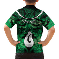 Personalised Maori Matariki Hei Matau Kakariki Family Matching Off The Shoulder Long Sleeve Dress and Hawaiian Shirt Maori Kowhaiwhai Pattern Galaxy LT01 - Polynesian Pride