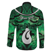 Personalised Maori Matariki Hei Matau Kakariki Family Matching Off The Shoulder Long Sleeve Dress and Hawaiian Shirt Maori Kowhaiwhai Pattern Galaxy LT01 - Polynesian Pride