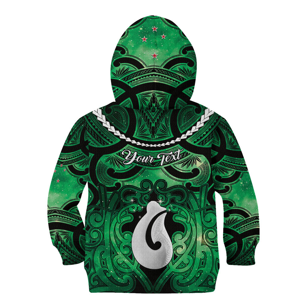 Personalised Maori Matariki Hei Matau Kakariki Kid Hoodie Maori Kowhaiwhai Pattern Galaxy
