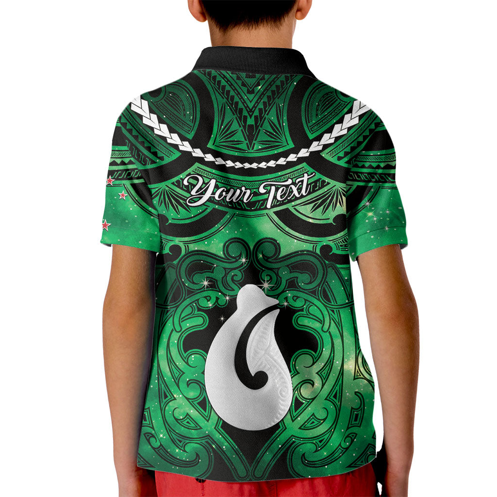 Personalised Maori Matariki Hei Matau Kakariki Kid Polo Shirt Maori Kowhaiwhai Pattern Galaxy LT01 - Polynesian Pride