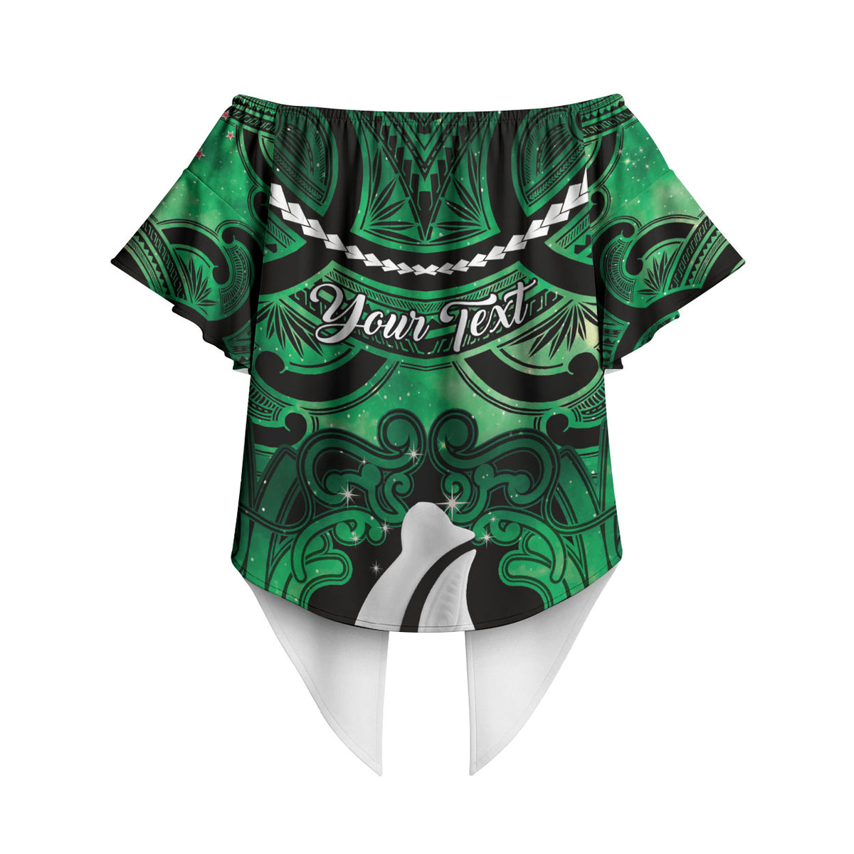 Personalised Maori Matariki Hei Matau Kakariki Off Shoulder Wrap Waist Top Maori Kowhaiwhai Pattern Galaxy LT01 - Polynesian Pride