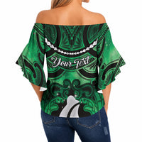 Personalised Maori Matariki Hei Matau Kakariki Off Shoulder Wrap Waist Top Maori Kowhaiwhai Pattern Galaxy LT01 - Polynesian Pride