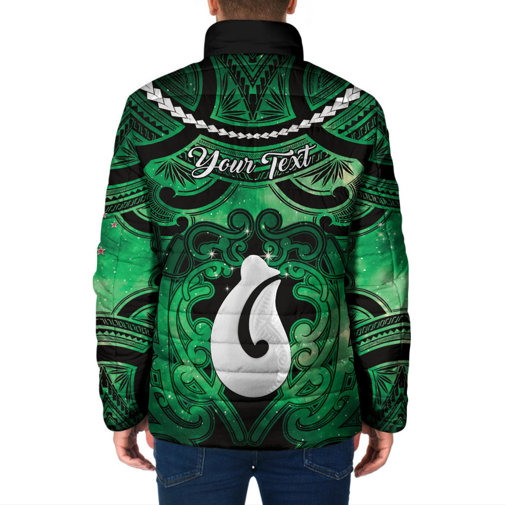 Personalised Maori Matariki Hei Matau Kakariki Padded Jacket Maori Kowhaiwhai Pattern Galaxy