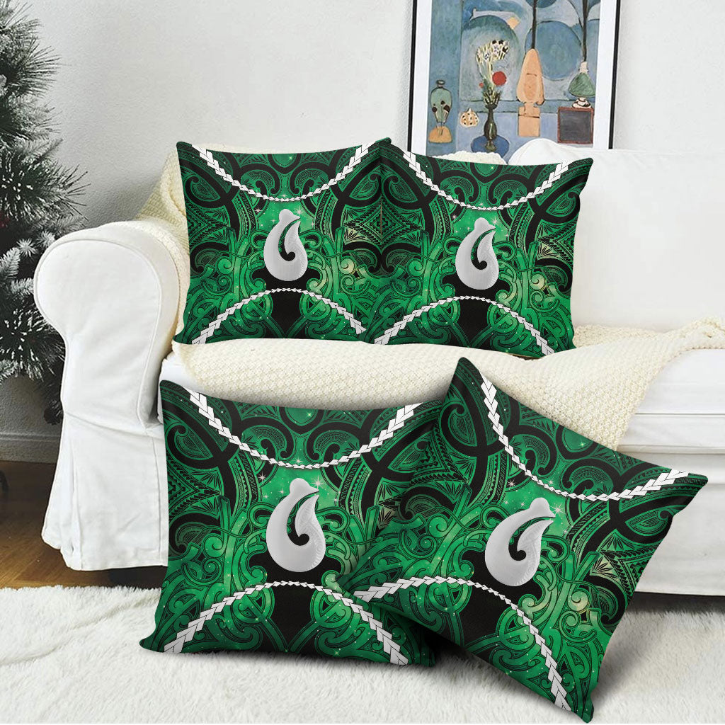 Maori Matariki Hei Matau Kakariki Pillow Cover Maori Kowhaiwhai Pattern Galaxy