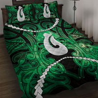 Maori Matariki Hei Matau Kakariki Quilt Bed Set Maori Kowhaiwhai Pattern Galaxy