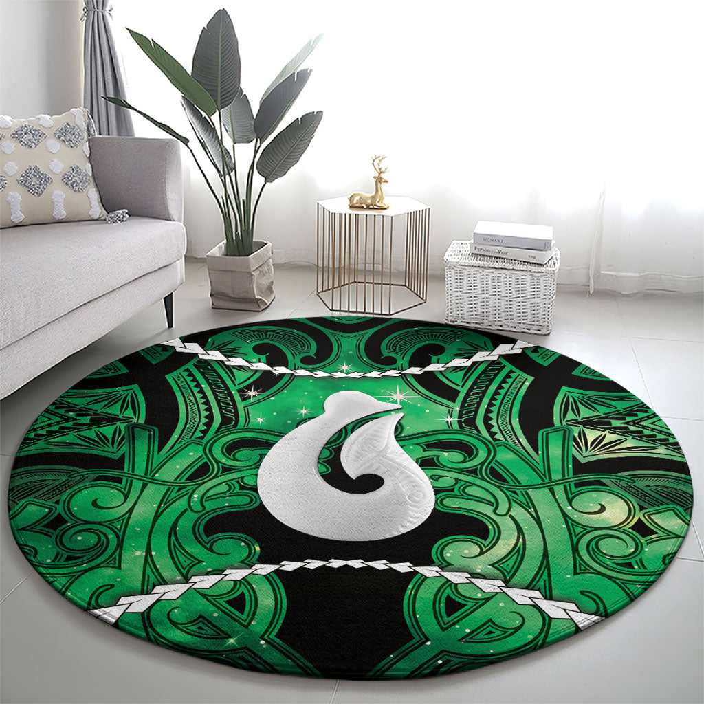 Maori Matariki Hei Matau Kakariki Round Carpet Maori Kowhaiwhai Pattern Galaxy