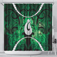 Maori Matariki Hei Matau Kakariki Shower Curtain Maori Kowhaiwhai Pattern Galaxy LT01 - Polynesian Pride