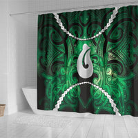 Maori Matariki Hei Matau Kakariki Shower Curtain Maori Kowhaiwhai Pattern Galaxy LT01 - Polynesian Pride