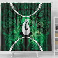 Maori Matariki Hei Matau Kakariki Shower Curtain Maori Kowhaiwhai Pattern Galaxy LT01 - Polynesian Pride