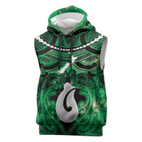 Personalised Maori Matariki Hei Matau Kakariki Sleeveless Hoodie Maori Kowhaiwhai Pattern Galaxy