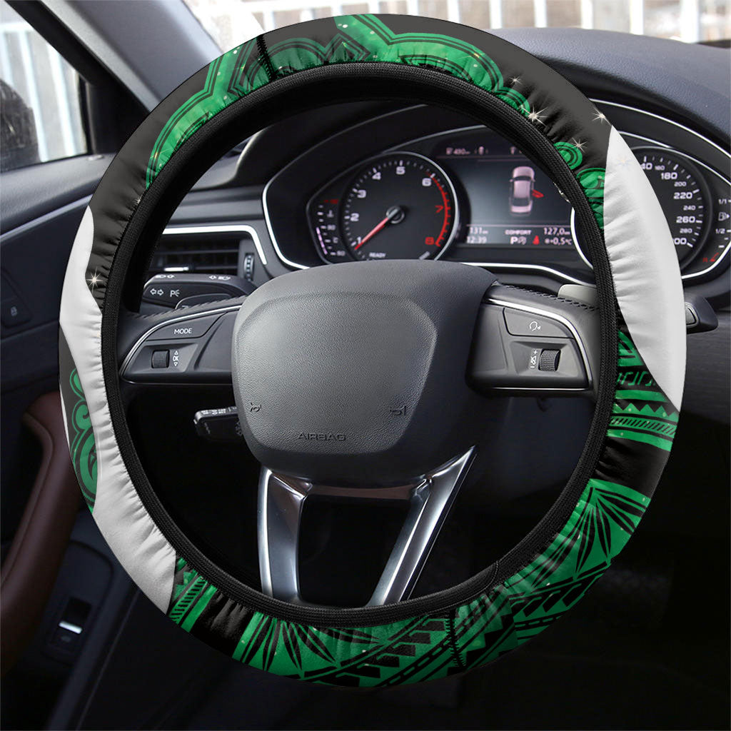 Maori Matariki Hei Matau Kakariki Steering Wheel Cover Maori Kowhaiwhai Pattern Galaxy