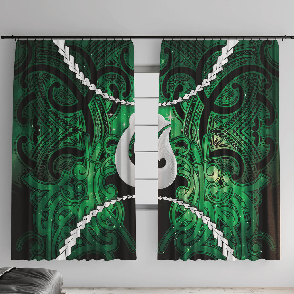 Maori Matariki Hei Matau Kakariki Window Curtain Maori Kowhaiwhai Pattern Galaxy