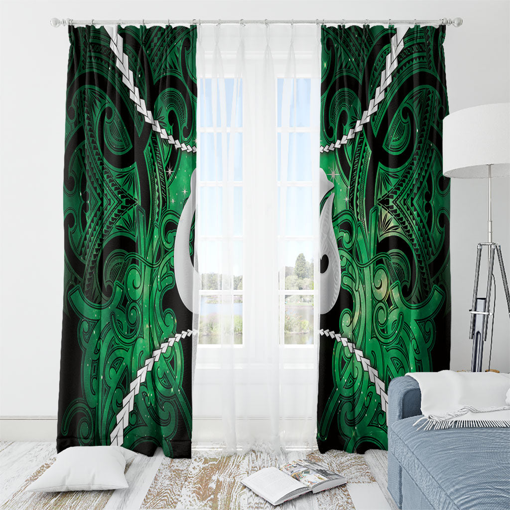 Maori Matariki Hei Matau Kakariki Window Curtain Maori Kowhaiwhai Pattern Galaxy