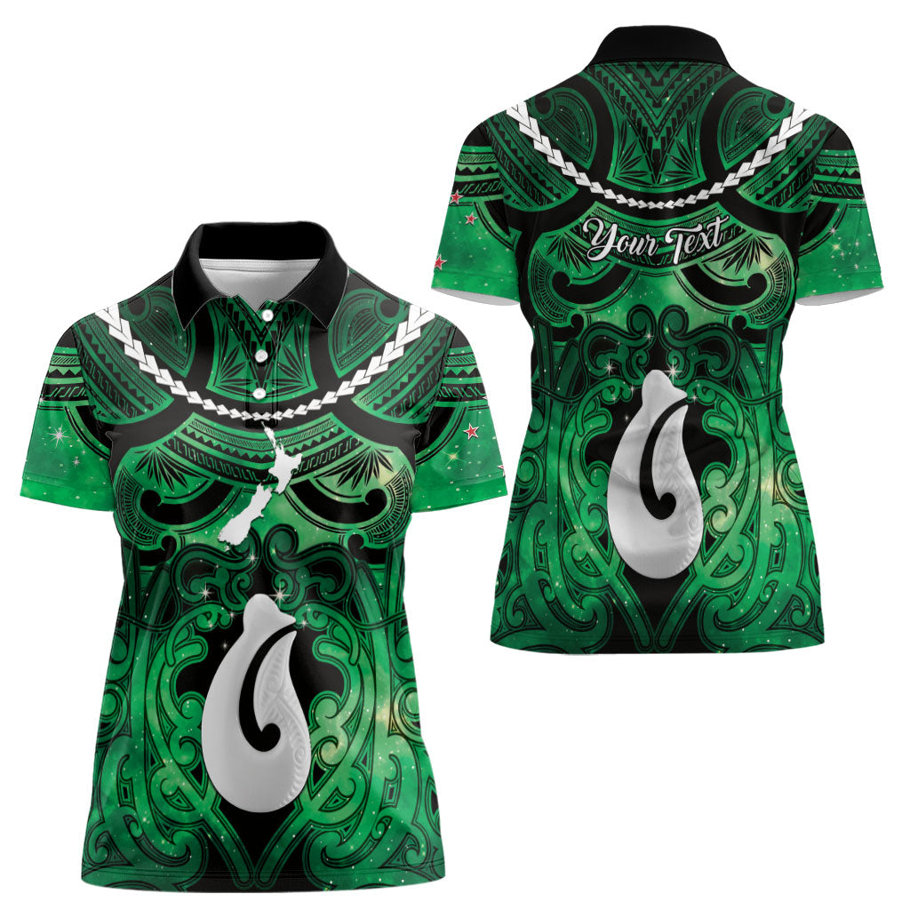 Personalised Maori Matariki Hei Matau Kakariki Women Polo Shirt Maori Kowhaiwhai Pattern Galaxy LT01 - Polynesian Pride