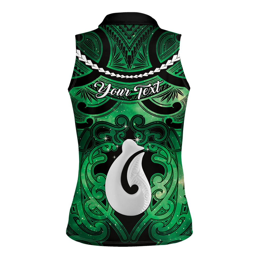 Personalised Maori Matariki Hei Matau Kakariki Women Sleeveless Polo Shirt Maori Kowhaiwhai Pattern Galaxy LT01 - Polynesian Pride