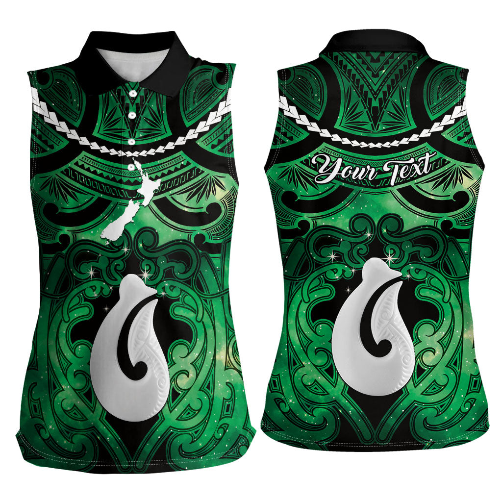 Personalised Maori Matariki Hei Matau Kakariki Women Sleeveless Polo Shirt Maori Kowhaiwhai Pattern Galaxy LT01 - Polynesian Pride