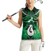 Personalised Maori Matariki Hei Matau Kakariki Women Sleeveless Polo Shirt Maori Kowhaiwhai Pattern Galaxy LT01 - Polynesian Pride