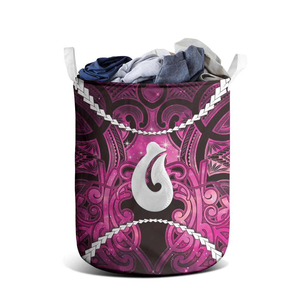 Maori Matariki Hei Matau Mawhero Laundry Basket Maori Kowhaiwhai Pattern Galaxy